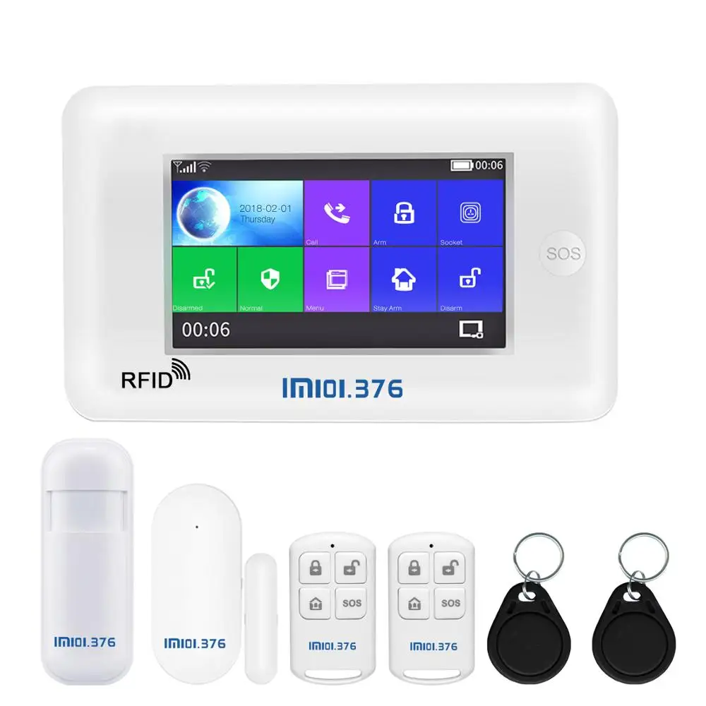 LM101.376 Wireless Home GSM WiFi Security Alarm System DIY Kit APP Control With Auto Dial Motion Detector Sensor Burglar alarm - Цвет: LM Kit A