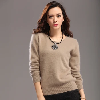 

High-End 2019 HOT Brand New Women's Sweaters Pure MInk Cashmere Sweater-Pullover O-Neck Winter Dress