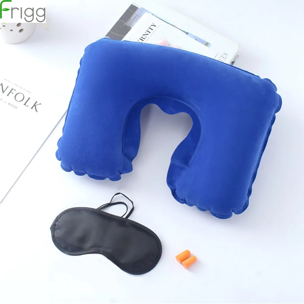

Frigg U Shape Travel Pillow Neck Inflatable Airplane Body Pillow Blue Red Headrest Air Pillows Sleeping Eye Mask Earplug Car
