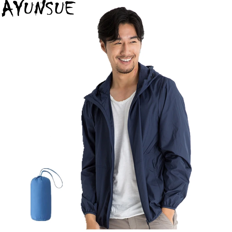 AYUNSUE Summer Sun Protection Clothes Men's Ultra thin Breathable