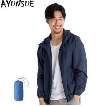 

AYUNSUE Summer Sun Protection Clothes Men's Ultra-thin Breathable Korean Coat Men Skin Windbreaker Coats Chaquetas Hombre KJ354