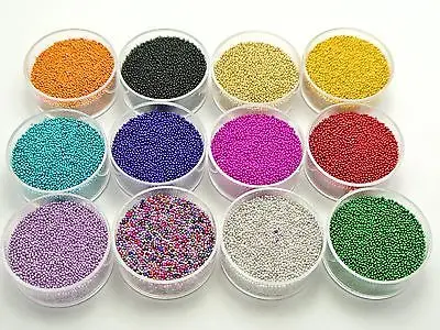 

60Gram Glass Micro Beads No-hole Embellishment + 12 Storage Box + Display Tray