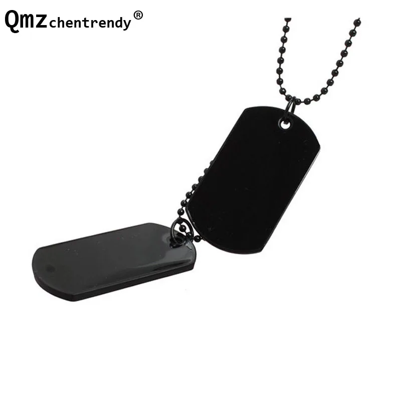 Double Navy Dog Tag Pendant Necklaces 