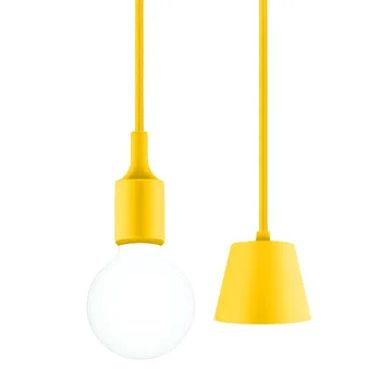 

Yellow LED Ceiling Hanging Pendant Light Fixture with G95 LED Globe Light Bulb Warm White Lighting Max. 168CM Adjustable Height
