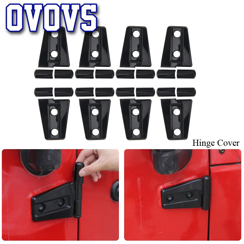 

8 pieces 4 Door Black Car Hood Hinge Cover kits Protector Trim Styling For 07-16 Jeep Wrangler JK Car accessory Door Hinges 1set