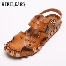 Летняя обувь мужские пляжные сандалии натуральная кожа пляжная обувь sandalias hombre сандалии-гладиаторы для мужчин дизайнер Мулы вьетнамки