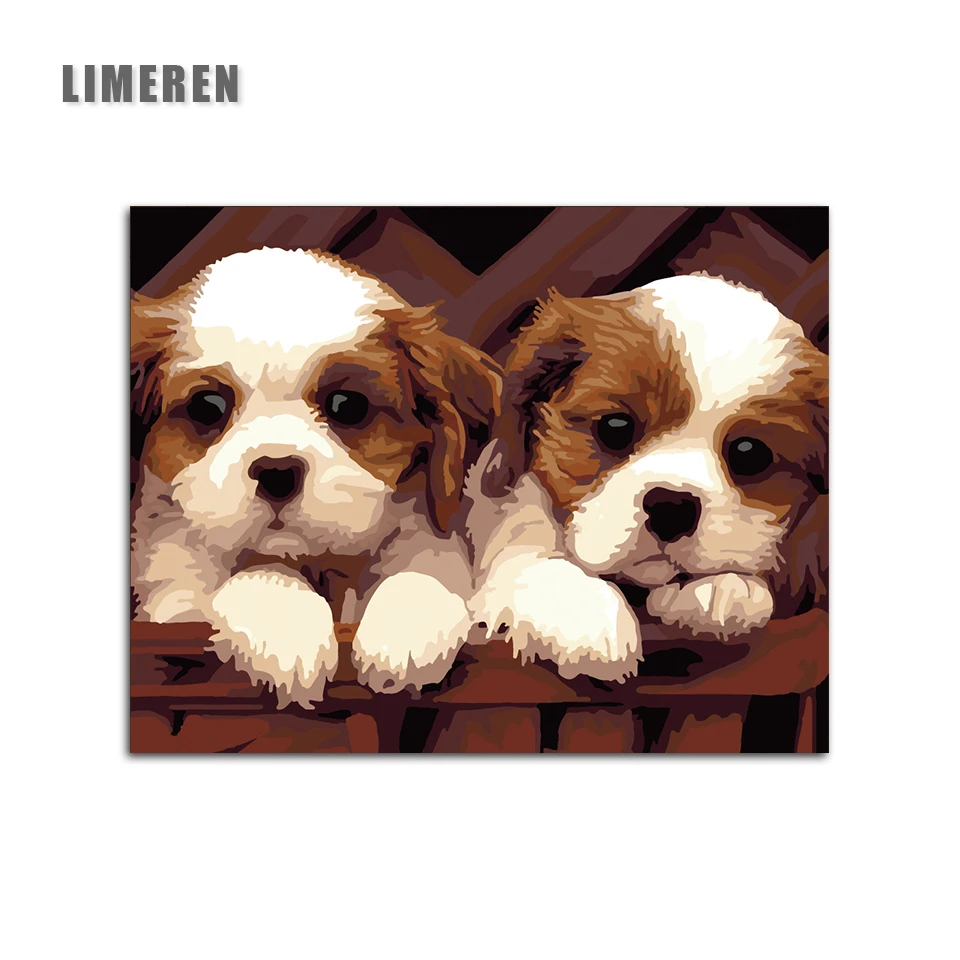 

Cute Puppy Dog Animals DIY Handpainted Modular Picture Unframed Painting By Numbers For Kits Unique Gift Home Decor