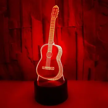 

Colorful LED 3D Vision Night Light Guitar Image Touchment Control Color 3D Night Lamp Desk Light