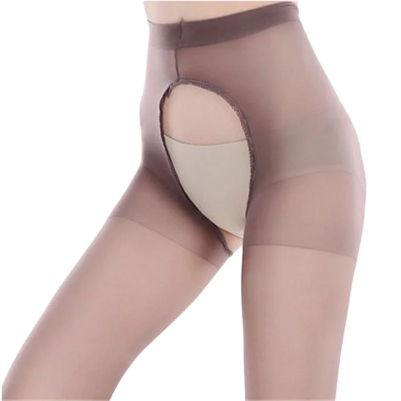 

Women Summer Sexy Ultra-thin Tights Double-sided Open Crotch Breathable Stockings Solid Color Pantyhose Tights H