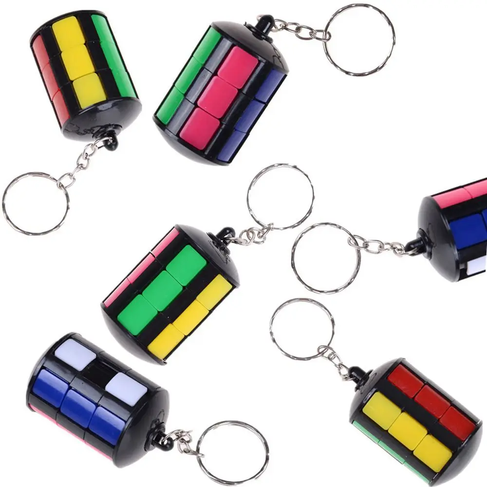 

1 pc Fashion Colorful Mini Smart Tower Magic Cube Keychain PVC Sticker Block Puzzles Learning Educational Toys Men Jewelry Rings
