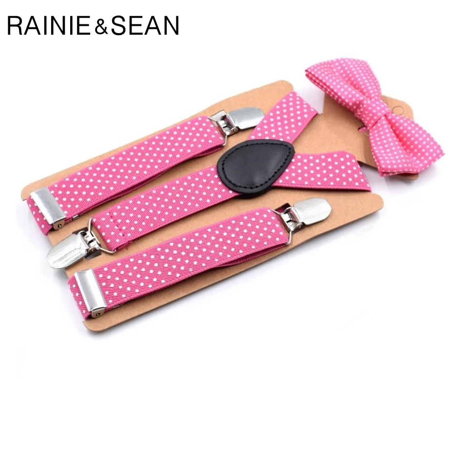 Renie SEAN/Детские подтяжки с галстуком-бабочкой для мальчиков и девочек, штаны в горошек на свадьбу пояс для подтяжек, Детские подтяжки, красный, розовый, синий, унисекс