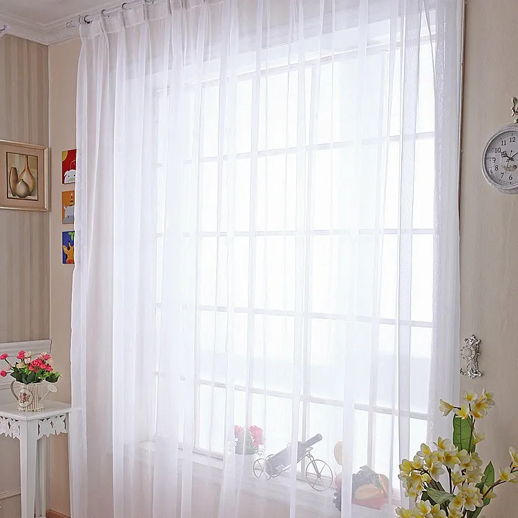 

White Sheer Curtains Free-match Tulle Customized Voile Window Screen Transparent