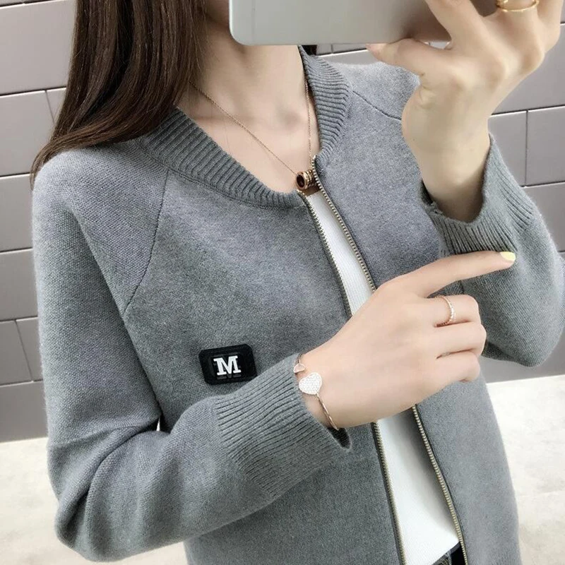 Women Cardigan New Fashion Autumn Casual Long Sleeve zipper Short Knitted Sweater Cardigan Coat For Women knit Jacket Tops