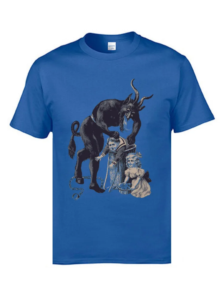 Merry Christmas from Krampus 8379 T-shirts New Coming comfortable Cotton Crew Neck Men's Tops T Shirt Tops Tees VALENTINE DAY Merry Christmas from Krampus 8379 blue