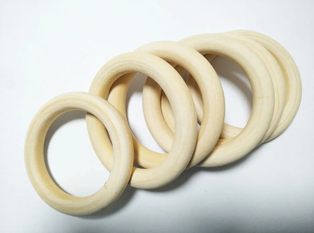 

20Pcs/lot Unfinished Teething Ring Add 2.7 inches Unfinshed Wooden Rings 68mm Natural Wooden Teething Rings JW-0T6