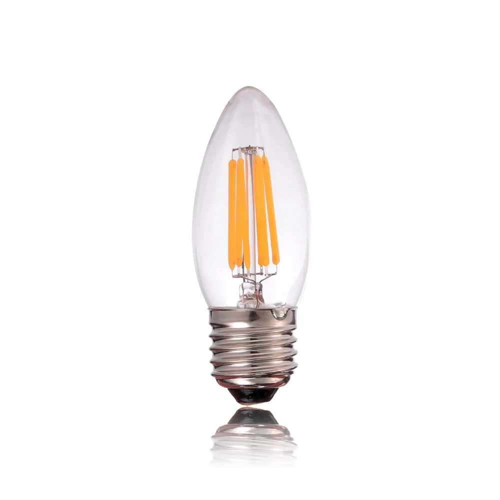 

Grensk 6W E26 100V LED Filament Candle Light Bulb C35 Vintage Shape Bullet Top 55W Incandescent Replacement 2700K for Japan Bulb