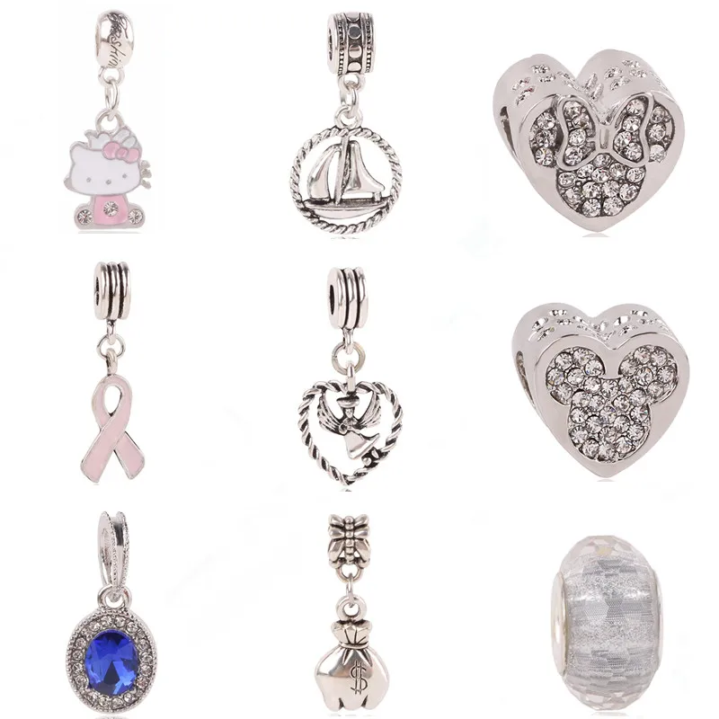 

AIFEILI New Bear Lips KT Mouse Glass Arrival Many Styles European DIY Charms for Beads Pandora Bracelets Necklace