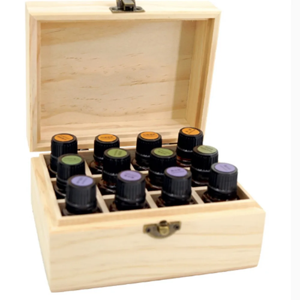 12 Compartments Wooden Essential Oil Storage Box Wood Box Tea Organizer Bag Box Jewelry Accessories Storage Container