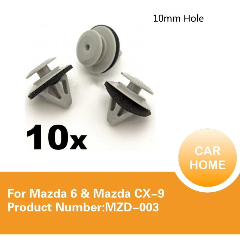 10x Side Skirt, Sill Cover & Door Moulding Trim Clips for Mazda 6