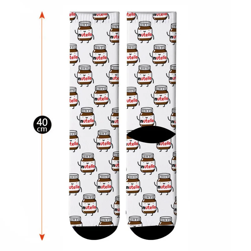 Новинка, мужские носки с объемным рисунком Nutella, забавные длинные носки Kawaii Nutella, уличные трендовые трубки, носки, мужские носки в стиле хип-хоп