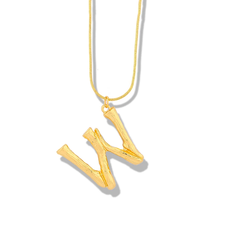 Peri'sBox, новинка, золотое ожерелье с подвеской в виде больших букв, богемное бамбуковое многослойное ожерелье, крупное колье, чокеры - Окраска металла: W