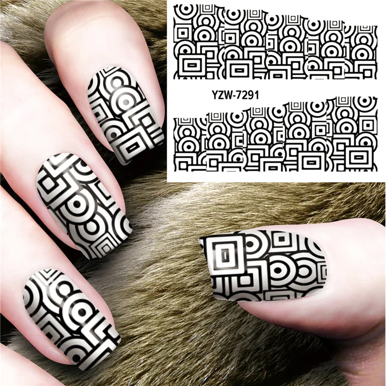

Nail sticker art decoration grid cirle slider adhesive Water Transfer decals manicure lacquer art accessoires polish foil