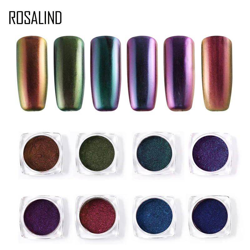 Clearance Offer for  ROSALIND New Arrival Nail Glitter Chameleon Powder Semi Permanent Polishing For Nails DIY Pigment C