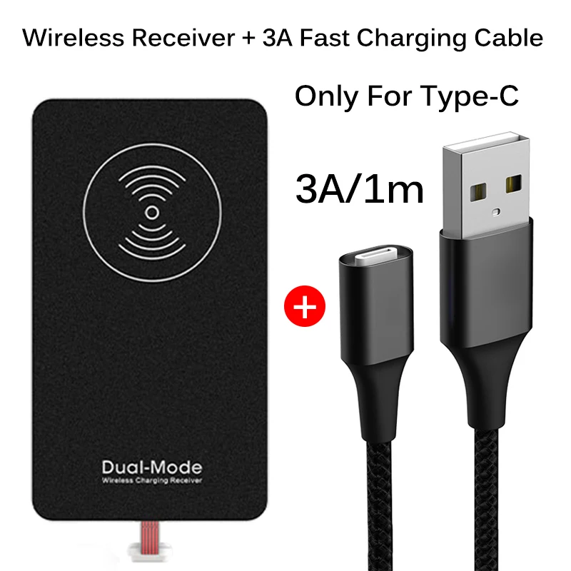Qi магнитный беспроводной зарядный приемник USB кабель для iPhone samsung huawei двухрежимный беспроводной и QC3.0 проводной модуль быстрой зарядки - Тип штекера: Receiver 3A 1m Cable