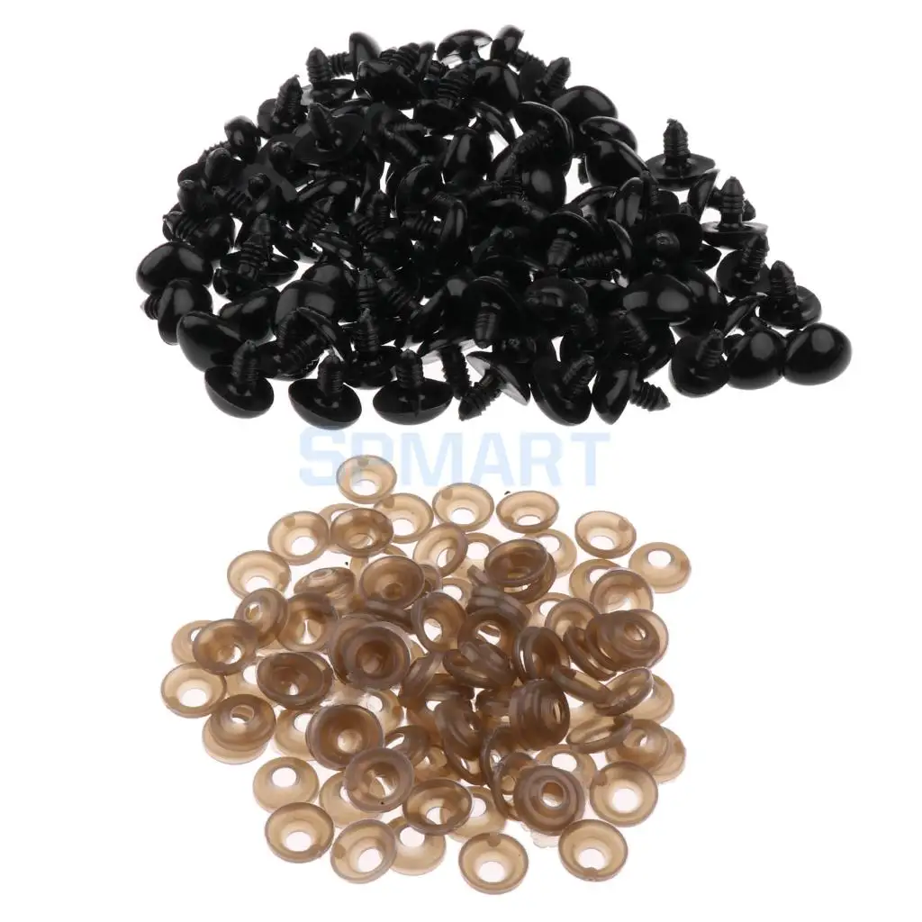 100 Pieces 10x11mm Triangle Safety Nose with BACKS for Teddy Bear Doll DIY Making Crafts - 4 Colors