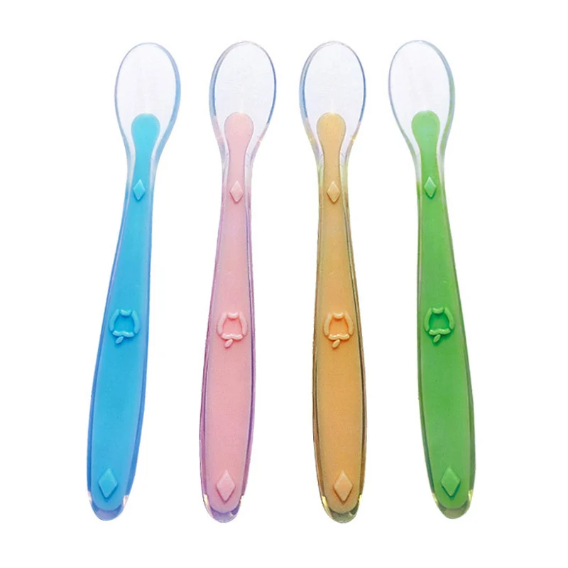 Soft Silicone Baby Spoon Feeding Training Spoon for Children Utensils