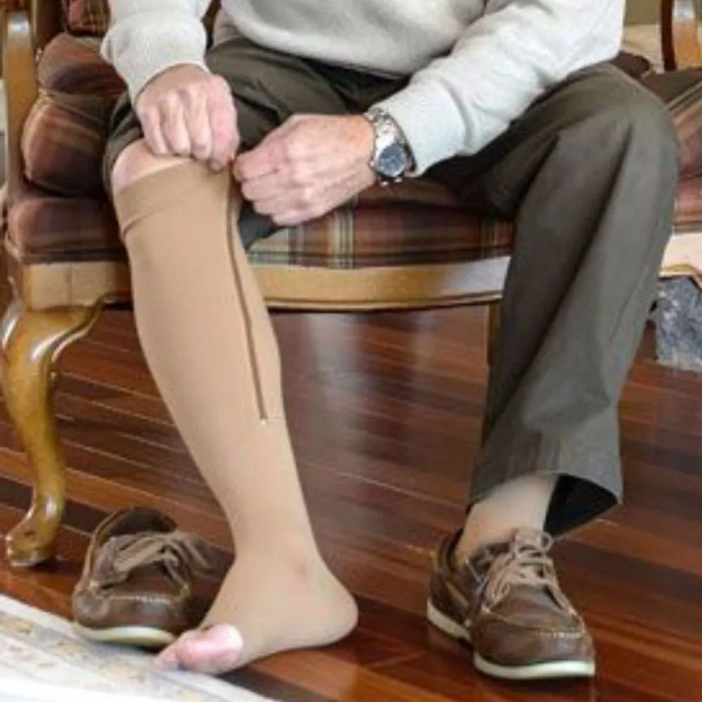 EFINNY Компрессионные гольфы на молнии для поддержки ног с открытым носком S/M/XL