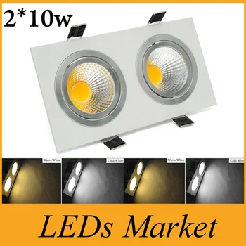 

Newest CREE COB LED Downlight square 2x10w dimmable led recessed ceiling lights AC110-240V Warm/Cold White +Drivers CE UL