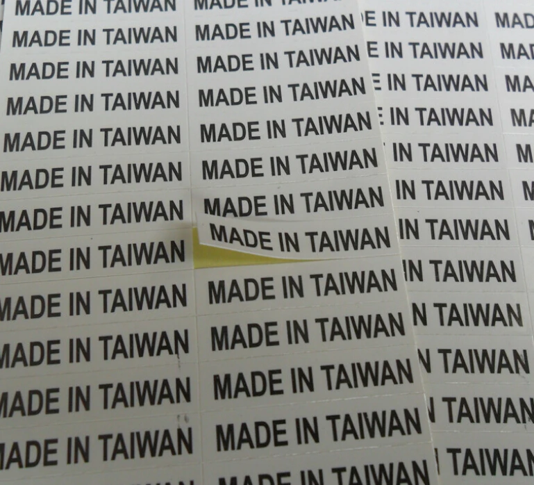 MADE IN TAIWAN stickers 1000PCS 6X28mm white label with black print in