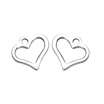 

100pcs/lot Stainless Steel 11*11mm Silver Heart Charms For Necklace Bracelet Hollow Floating Charms Pendant Jewelry Making F3597