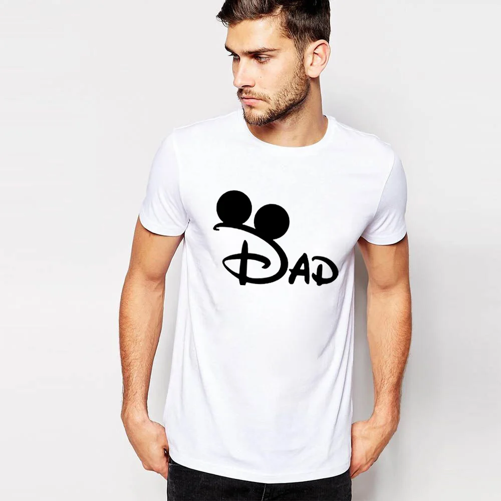 

2019 Summer Men's T shirt Mickey Dad Mom Casual Leisure Short Sleeve Tops O-Neck Tee Shirt Homme Clothes Plus Size Manga Corta