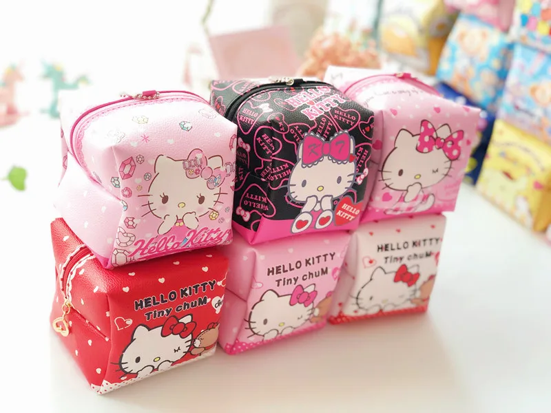 

New Hello kitty PU square storage bag zipper purse square cosmetic bag EX-9658