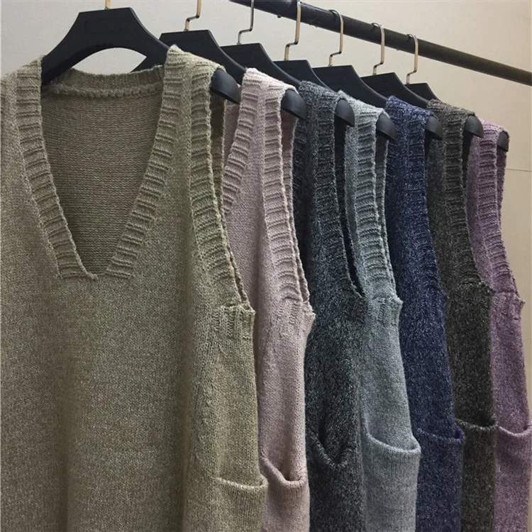 Новая весенняя/Осенняя Женская одежда, женские свитера, вязаные свитера с v-образным вырезом, осенняя одежда, женский жилет, один размер 5064