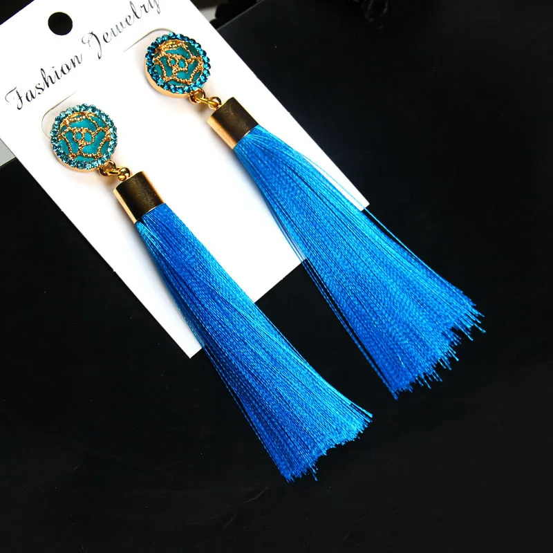 Rhinestone Long Tassel Earrings Jewelry in Earrings