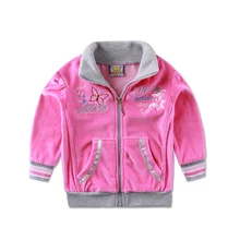 Детская велюровая куртка с длинными рукавами на лето и осень, детская блузка на молнии для девочек, одежда для маленьких для детей от 1 до 3 лет