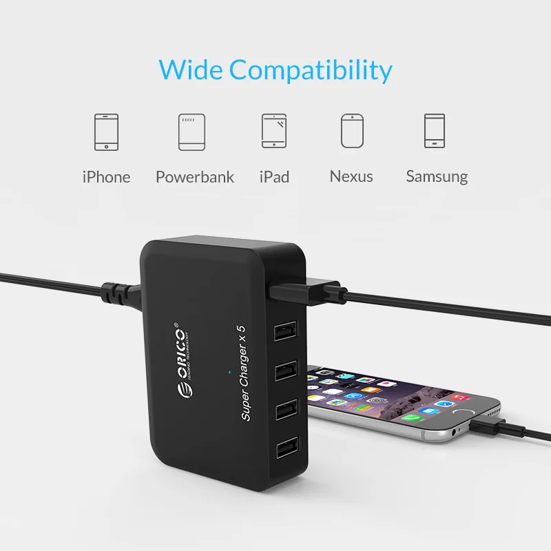 ORICO Портативный 5 Порты и разъёмы USB Зарядное устройство микро зарядное для вашего
