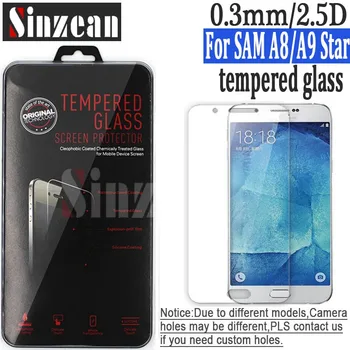 

Sinzean 50pcs For Samsung A9 Star tempered glass For Galaxy A8 Star screen protector Film with retail package 0.3mm 2.5D 9H