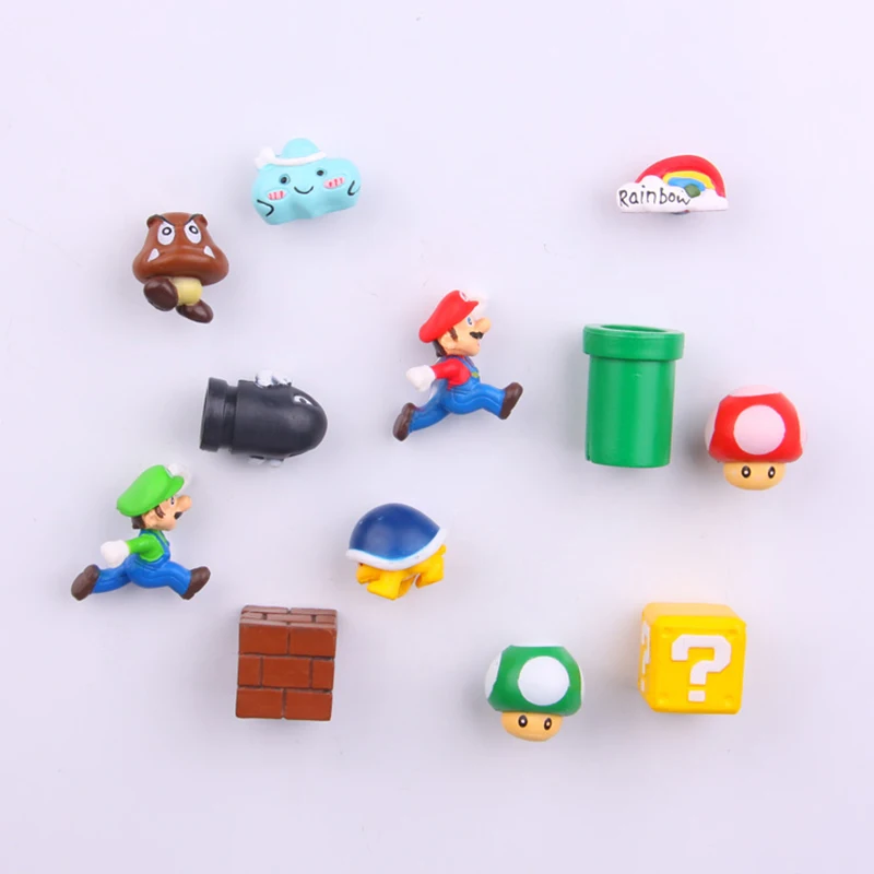 

10-12pcs Super Mario Bros Fridge Magnets DIY Fridge Refrigerator Magnet Gaming Cartoon 3D Ice Box Paster Icebox Sticker 2019 New