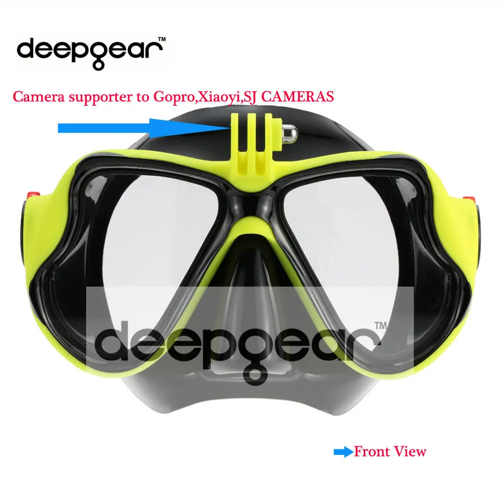 DEEPGEAR профессиональная маска для подводного плавания Gopro камера маска для дайвинга желтая силиконовая маска для подводного плавания маска для взрослых Маска для подводного плавания верхняя одежда для дайвинга