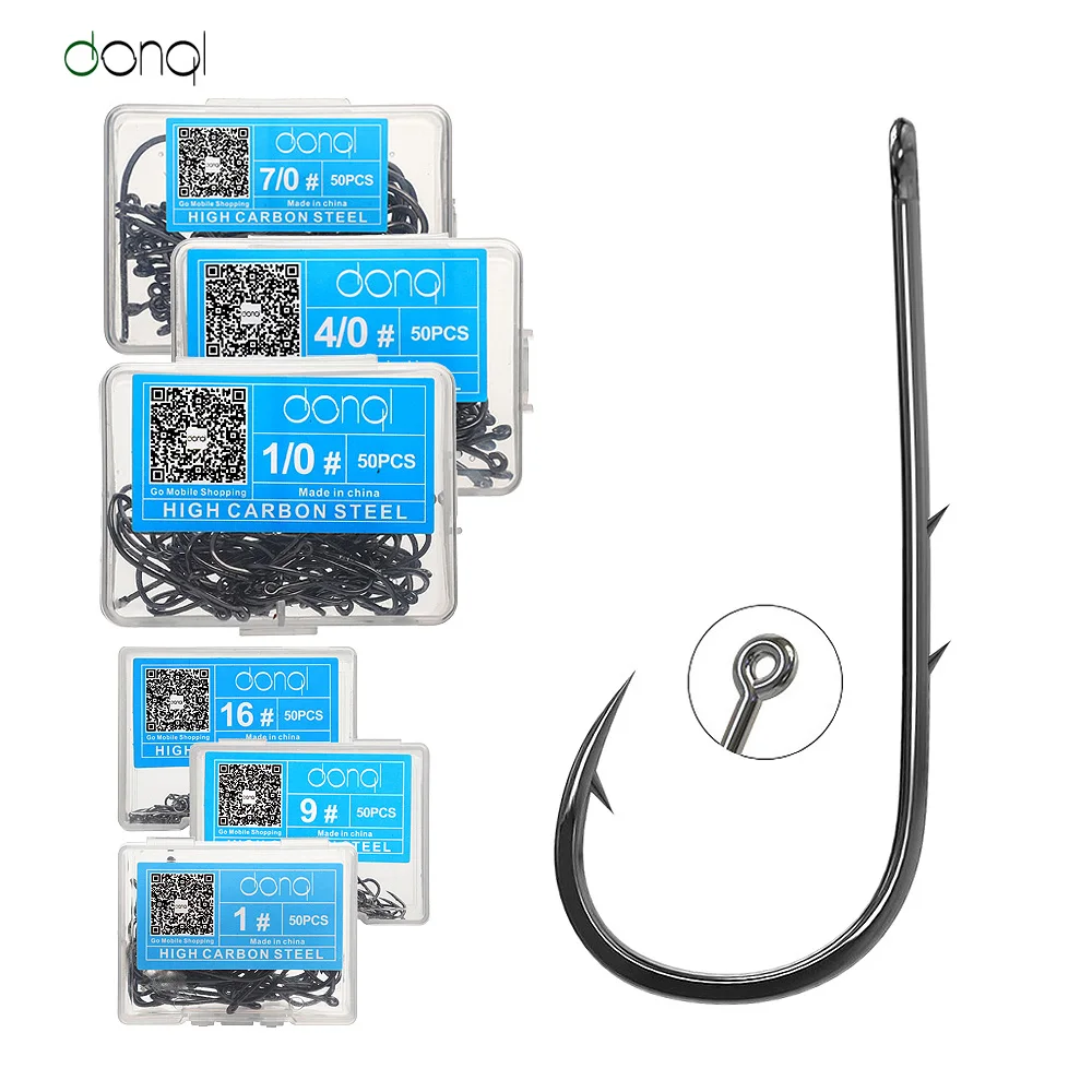 DONQL 50pcs Carbon Steel Barbed Fishing Hooks Fishing Hooks Jig Head Hooks Sea Worm Carp Single Circle Hook for Carp Fishing DONQL 50pcs Carbon Steel Barbed Fishing Hooks Fishing Hooks Jig Head Hooks Sea Worm Carp Single Circle Hook for Carp Fishing