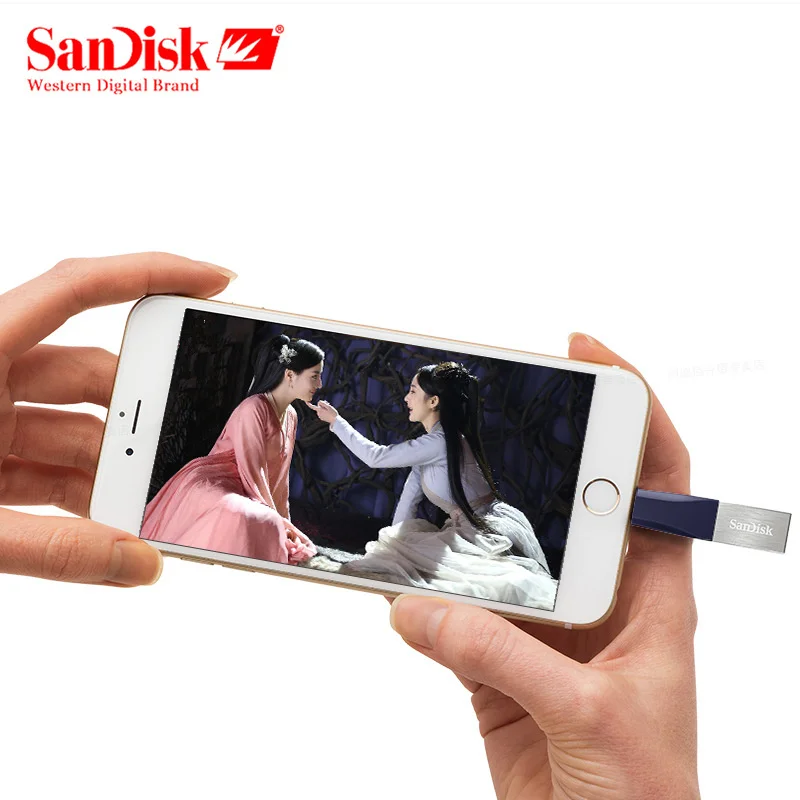 SanDisk OTG USB флеш накопитель 64 Гб 128 ГБ для iphone ipad ipod PC Dual PENDRIVE 32 iXpand 3 0 Флешка U диск