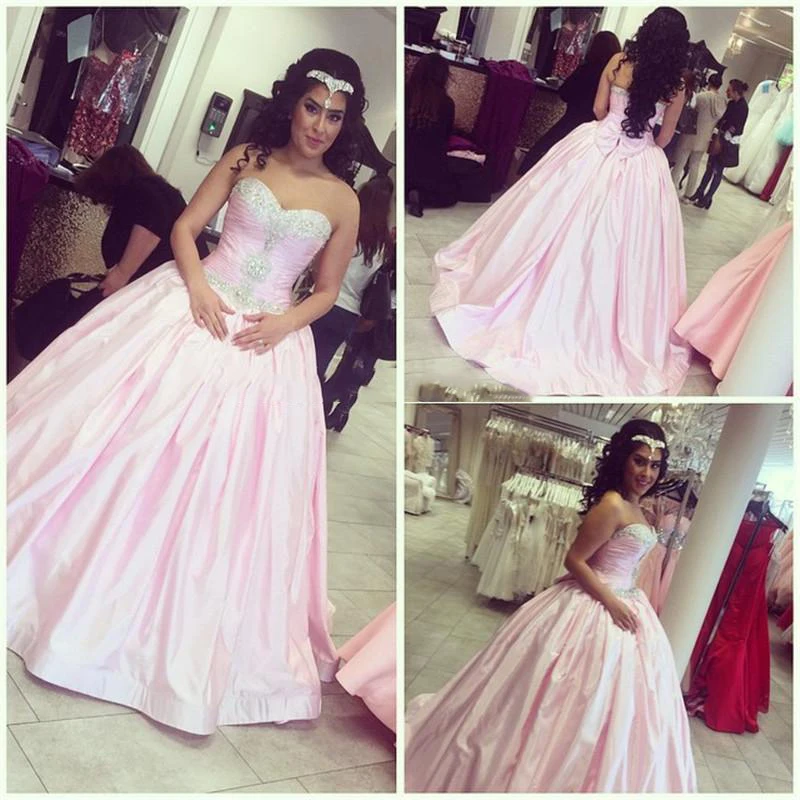 Великолепные розовые платья Quinceanera недорогие подростковые платья с блестками и бисером на шнуровке Vestidos de Debutante 15 Anos