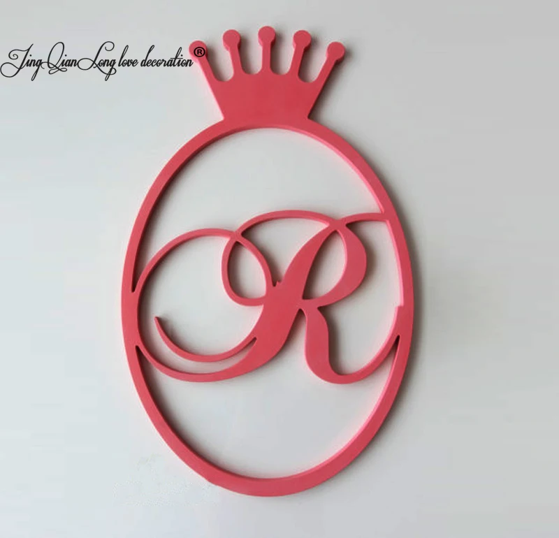 Us 26 0 Front Door Hanger Wall Decor Gift Wall Hanging Wooden Monogram Nursery Decor Standing Letters Sign With Crown In Party Diy Decorations