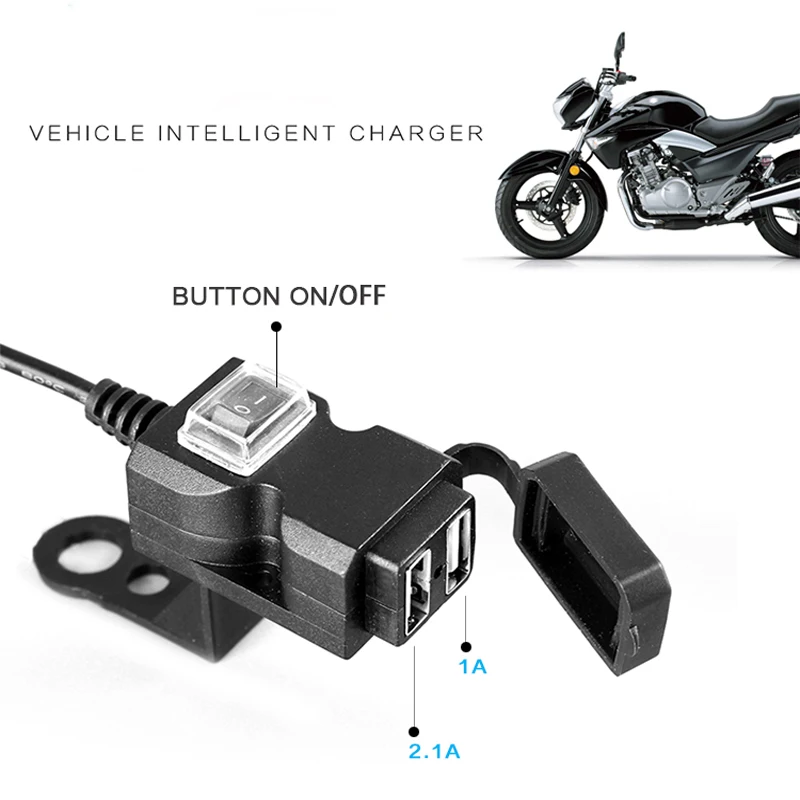 USB Motorcycle Charger Moto Equipment Dual USB Changer 12V Power Supply Adapter Moto USB Chargeur for iPhone Xs Max Samsung S10 (20)