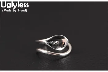 

Uglyless Real 925 Sterling Silver Calla Lily Finger Rings for Women Exotic Floral Open Ring Designer Vintage Fine Jewelry Bijoux
