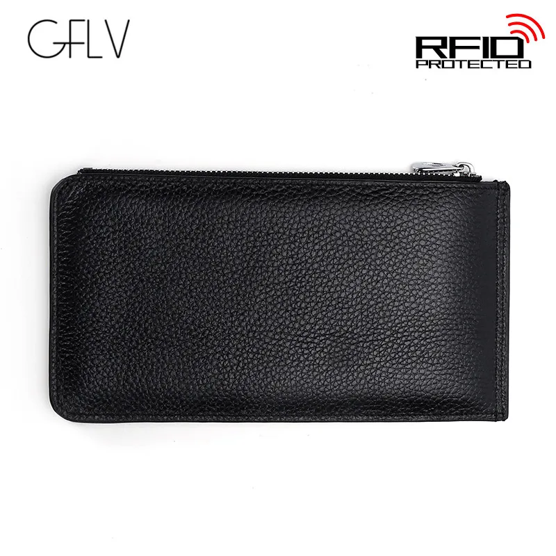 GFLV брендовый деловой RFID Бумажник для защиты карт мужской кошелек из натуральной